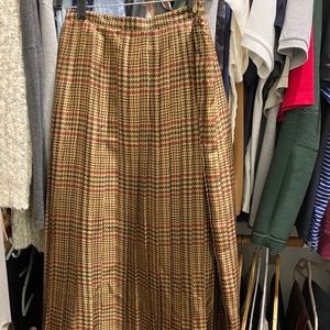 Ralph Lauren pleated plaid houndstooth maxi skirt